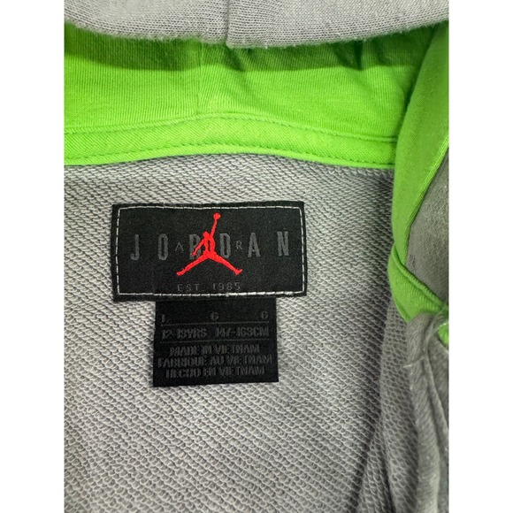 Jordan Boys Full Zip Hoodie Grey Blue Green Jumpman 23 Sweatshirt Size Large L - Picture 4 of 7